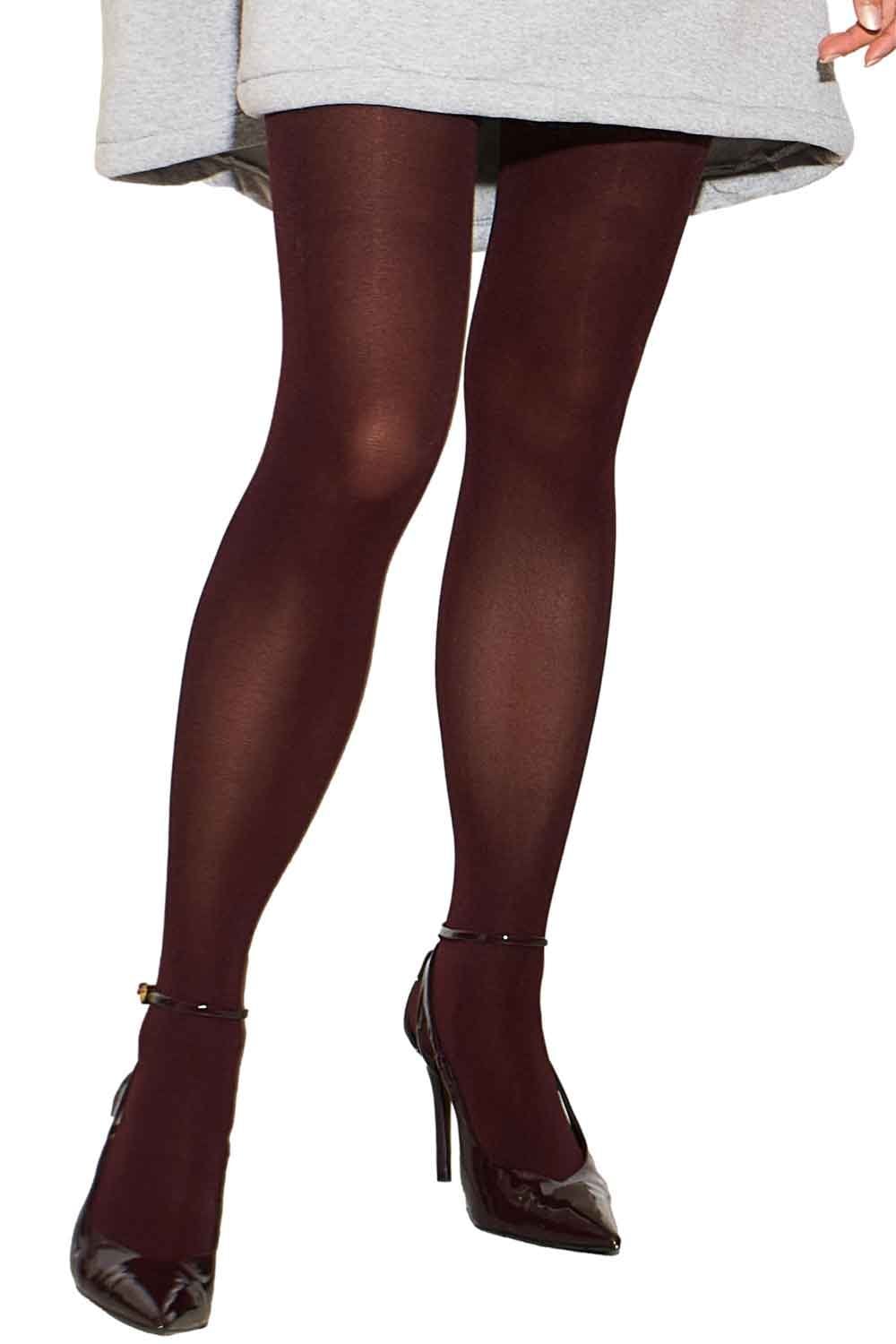 70 Denier Burgundy Tights