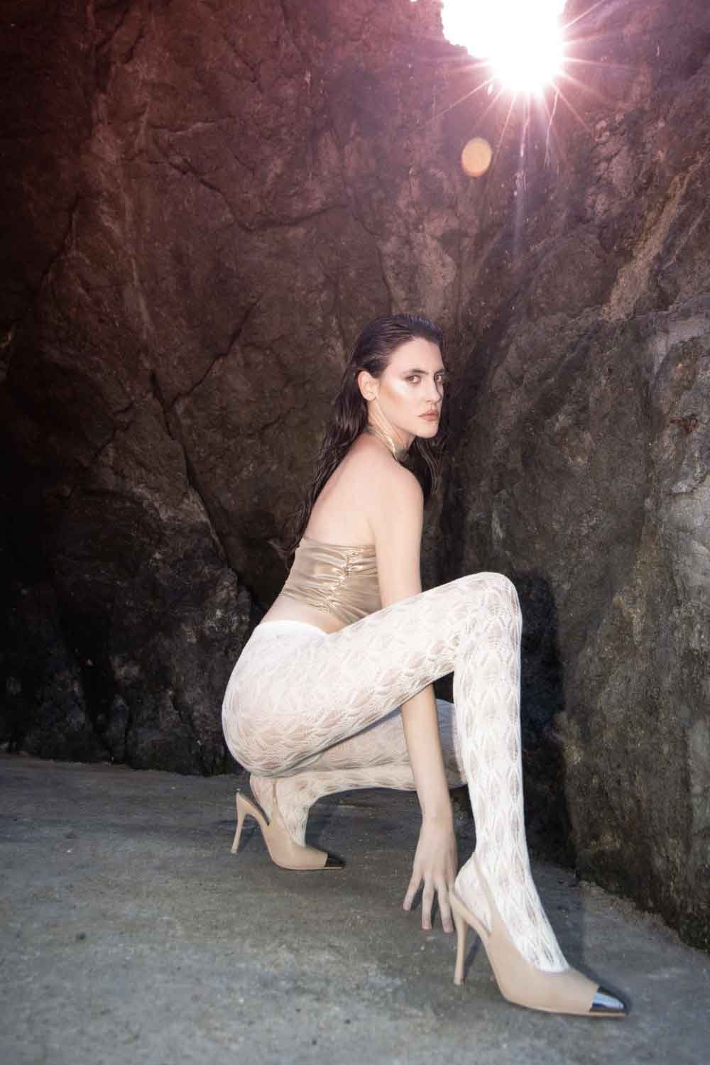 Polaris White Lace Design Tights