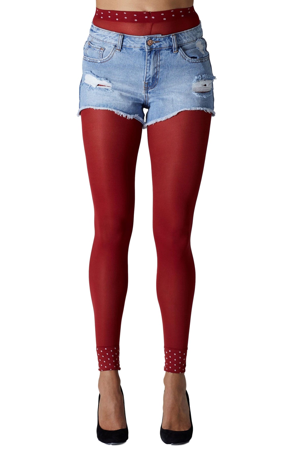 Polka Dot Cuff Footless Tights 1160