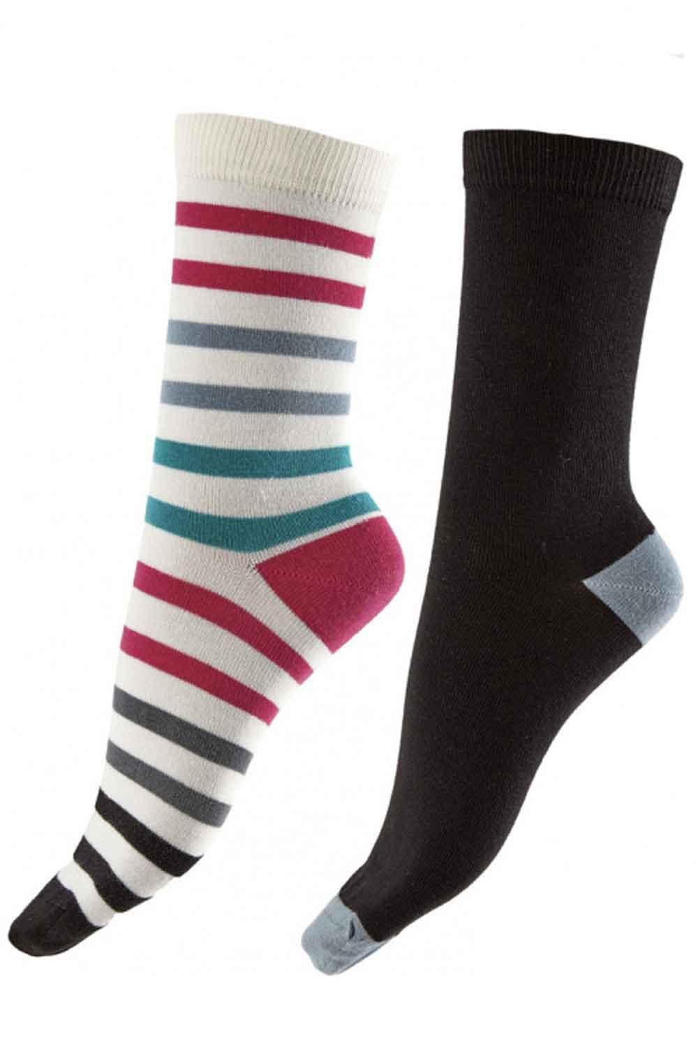 Stripe and Plain Bamboo Socks 2PP EYC6