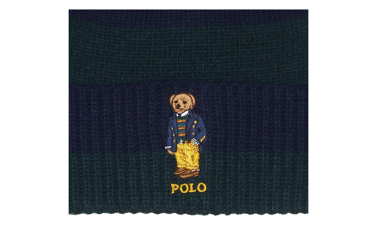 RUGBY STRIPE BEAR BEANIE "Navy / Green" PC0817 354