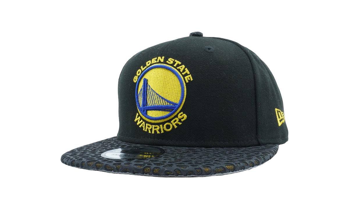 9FIFTY Golden State Warriors Amoeba Vize Snapback Hat "Black / Black and Yellow - Brim" NE625