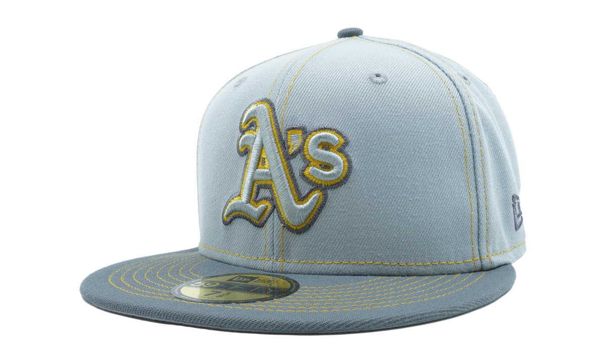 59FIFTY Oakland Athletics Gray Pop Fitted Hat "Gray / Yellow - Stitch" NE882