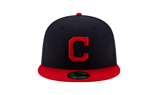 59FIFTY Cleveland Indians Authentic Fitted Hat "Navy / Red - Visor" NE999