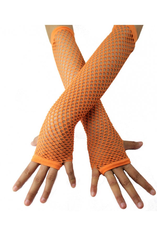 Long Fingerless Fishnet Gloves