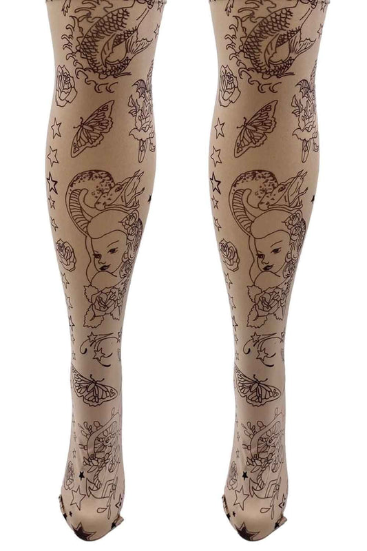 Tattoo Print Tights