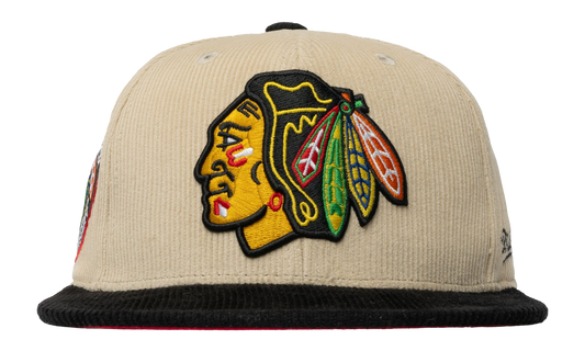 NHL 2-Tone Team Cord Fitted Cap "Chicago Blackhawks - Off White" HHSF5987 CBHYYPPPOFWH