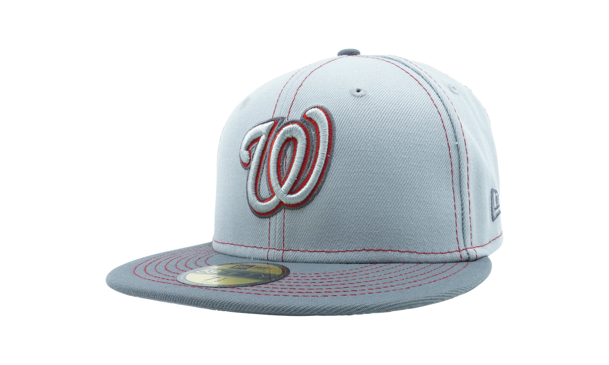 59FIFTY Washington Nationals Gray Pop Fitted Hat "Gray / Red - Stitch" NE883