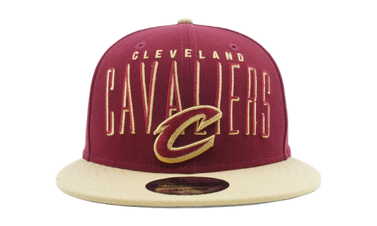 9FIFTY Cleveland Cavaliers Headline Snapback Hat "Maroon / Beige - Brim / Gray - Under Brim" NE915