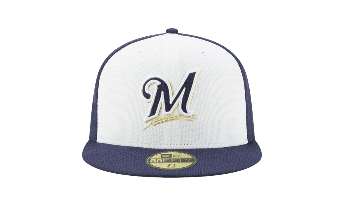 59FIFTY Milwaukee Brewers Diamond Era Fitted Hat "White and Purple / Purple - Brim" NE578