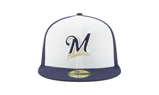 59FIFTY Milwaukee Brewers Diamond Era Fitted Hat "White and Purple / Purple - Brim" NE578