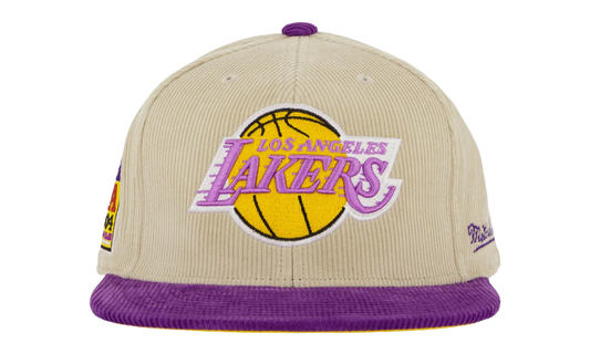 NBA Hardwood Classics 2-Tone Team Cord Fitted Cap "Los Angeles Lakers - Off White" HHSF5812 LALYYPPPOFWH