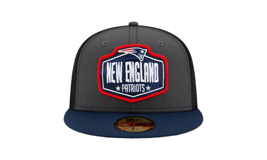 59FIFTY New England Patriots 2021 Draft Fitted Hat "Graphite and Black / Navy - Brim" NE786
