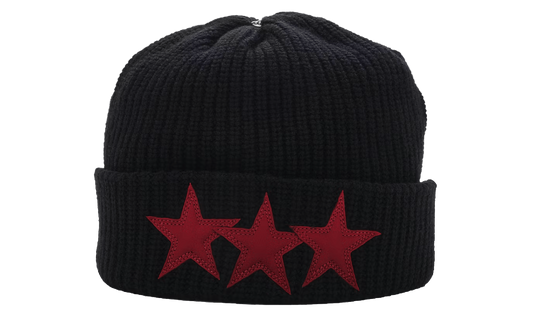 Sludge Leather Star Patch Beanie "Black Red" CHRM1114