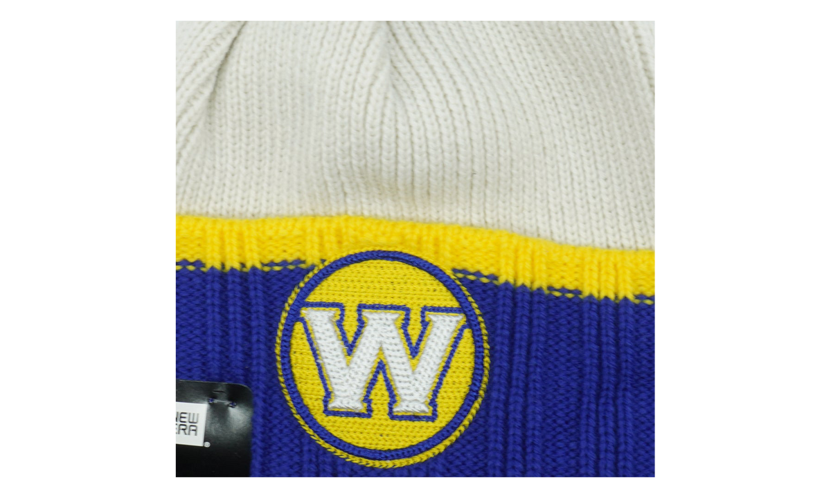 Golden State Warriors Prime Team Beanie "White / Blue and Yellow - Cuff / Blue - Pom" NE1135