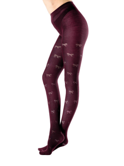 Bow Opaque Patterned Tights AYW7