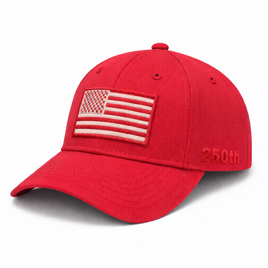 America 250th Anniversary Hat – Red American Flag Baseball Cap 1776 - 2026 (Exclusive)