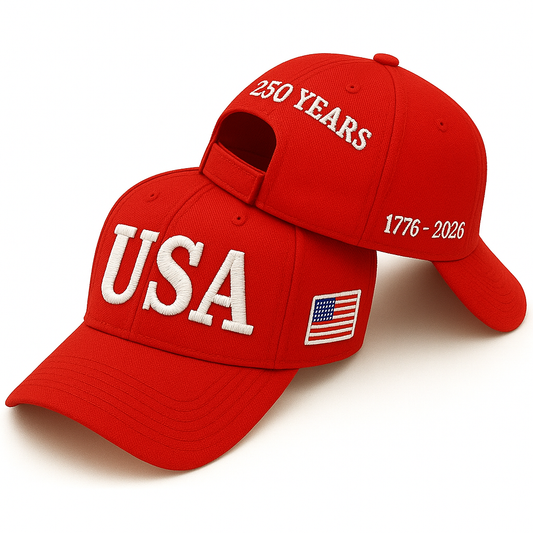 USA 250th Anniversary Hat (1776–2026) — U.S.A. Embroidered Semiquincentennial Cap