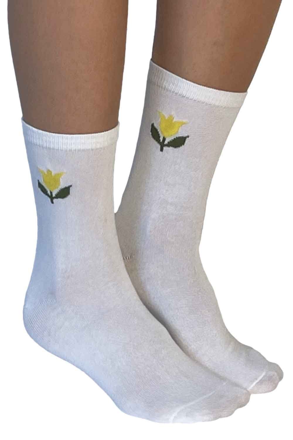 Embroidered Tulip Ankle Socks 1578