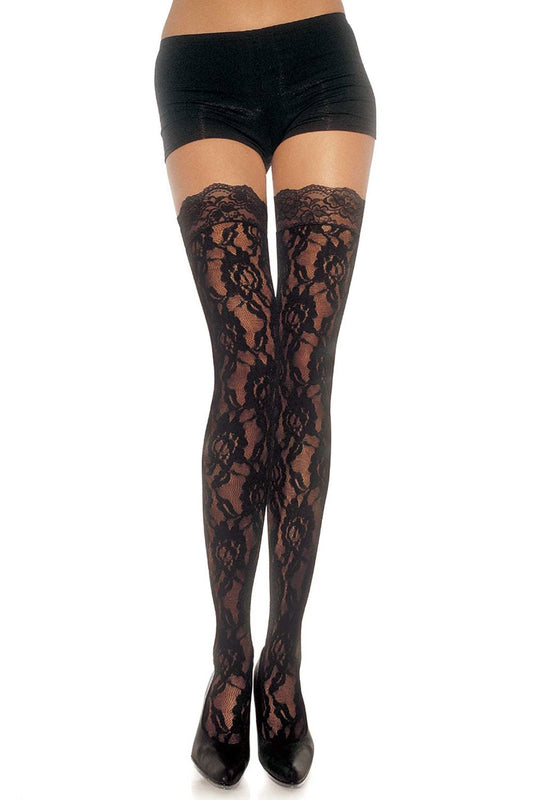 Rose Lace Stockings With Lace Top 9762