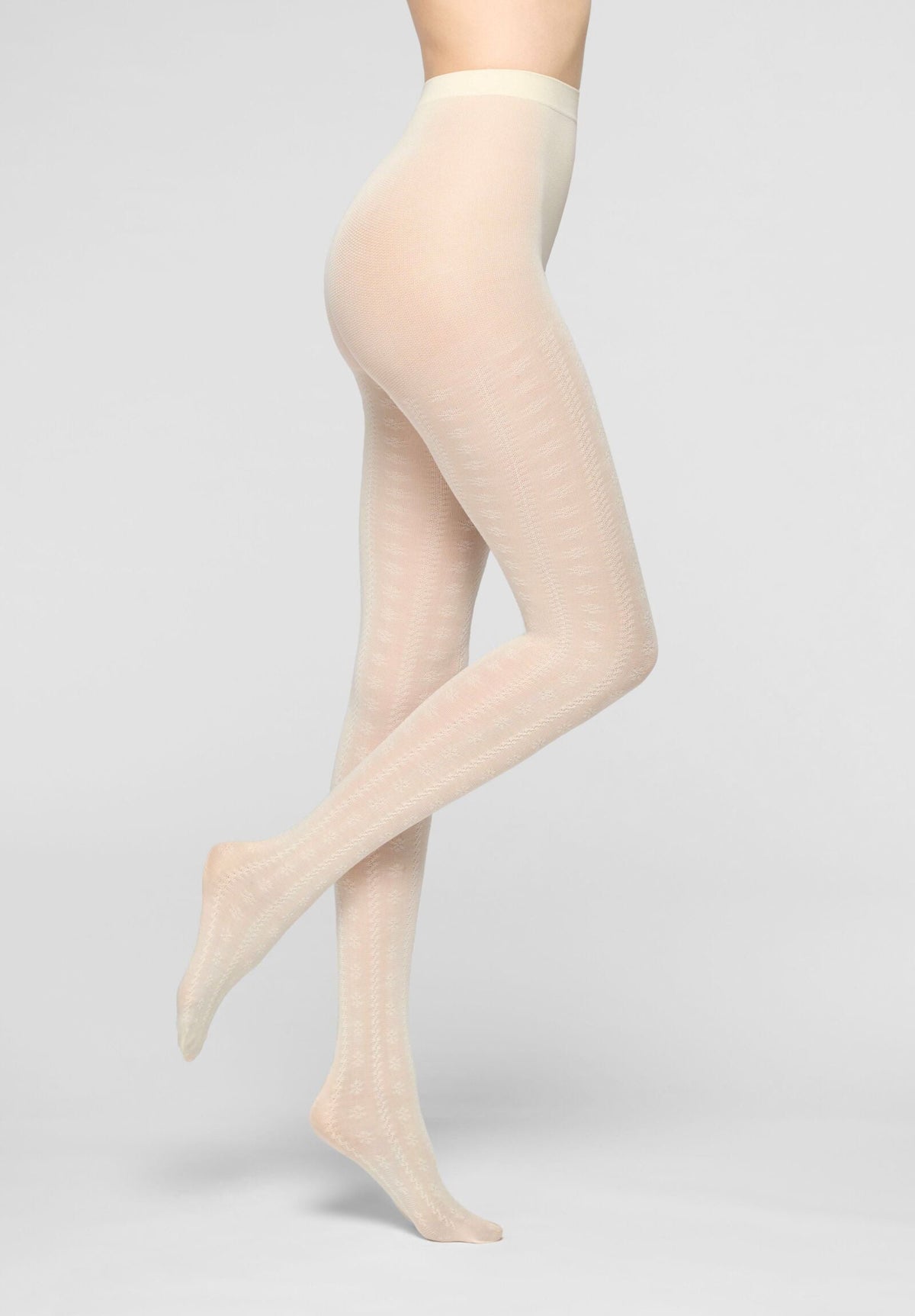Soft Lyocell Tights Texture Grace - Wool White
