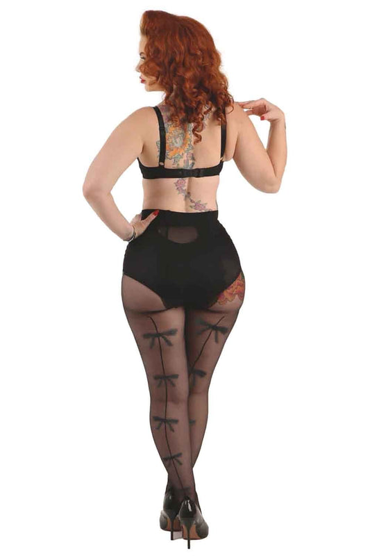 Sheer Bow BackSeam Tights