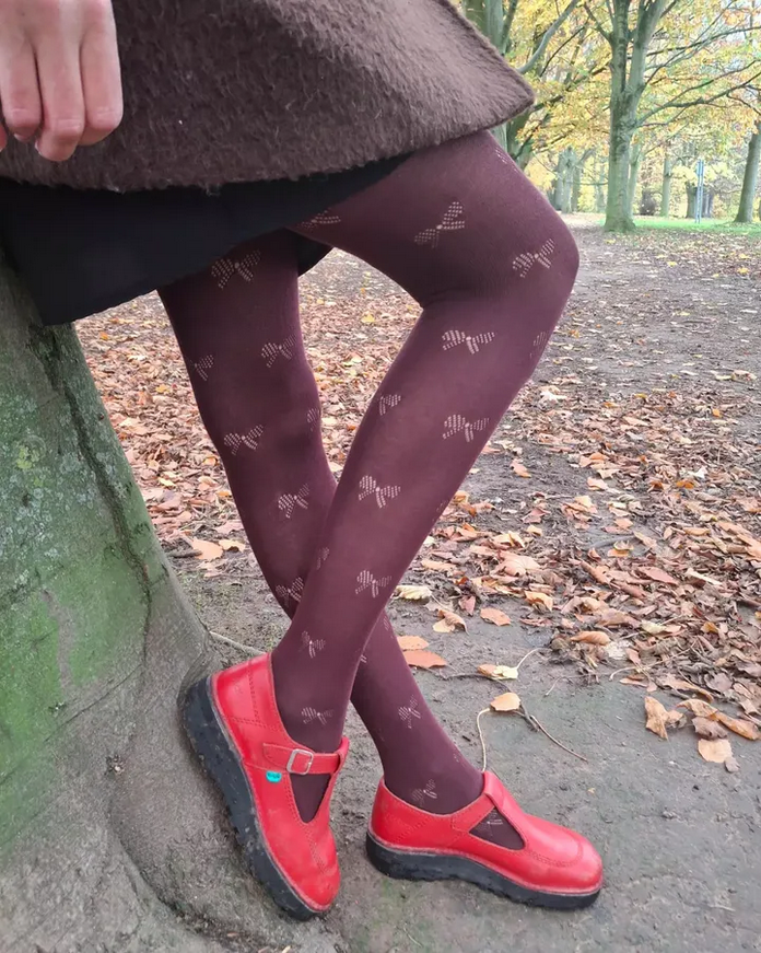 Bow Opaque Patterned Tights AYW7