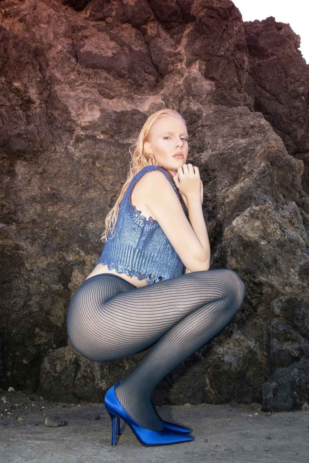 Dubhe Ribbed Mesh Tights