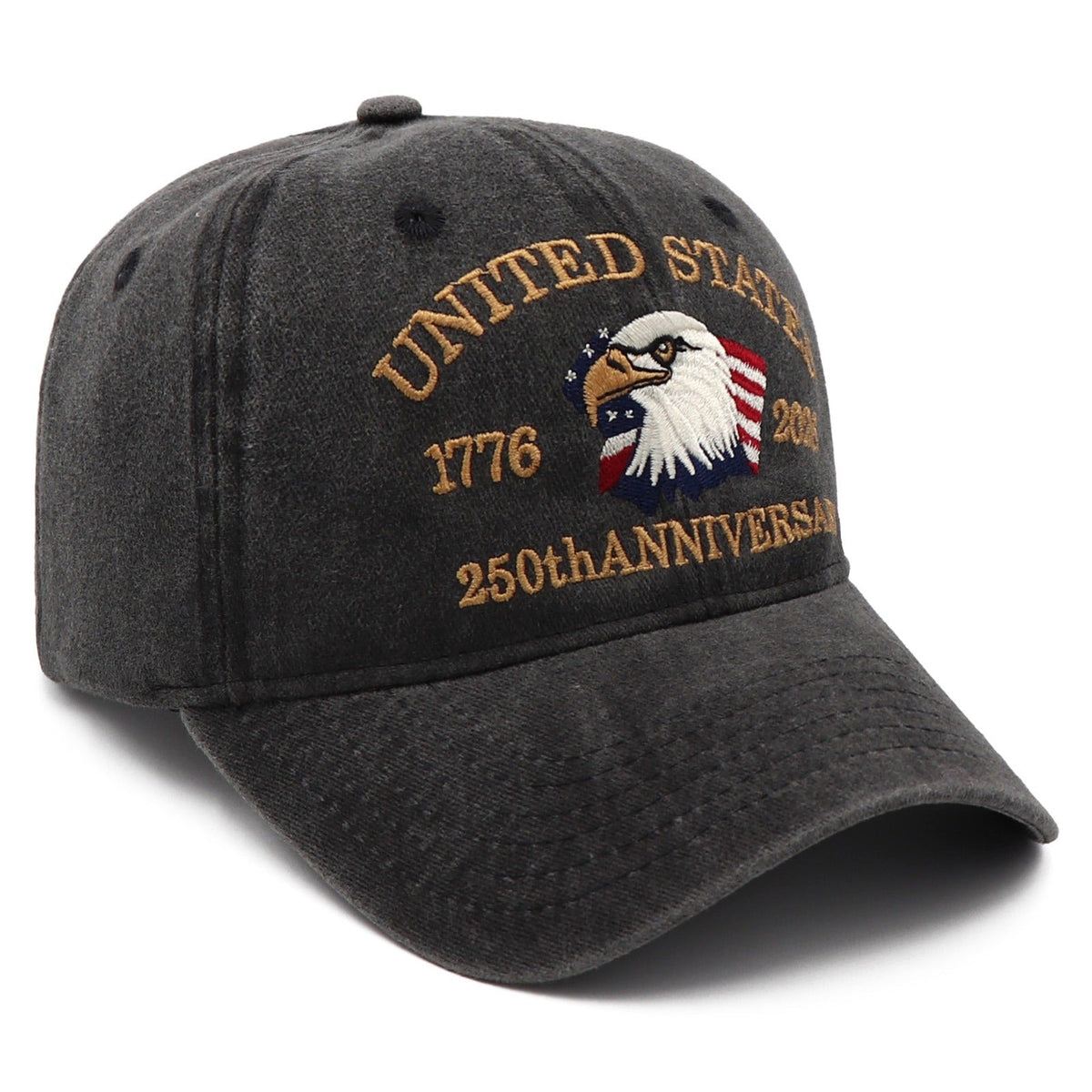 USA 250th Anniversary Eagle Cap (1776–2026) — Distressed Charcoal, Embroidered