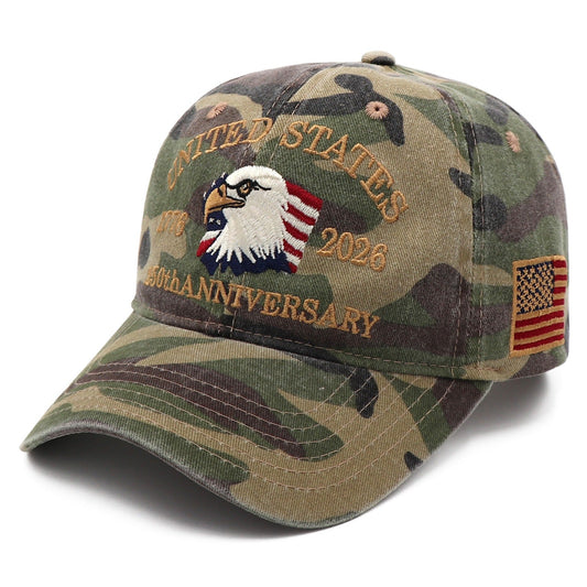 USA 250th Anniversary Eagle Embroidered Cap (1776–2026) – Camo