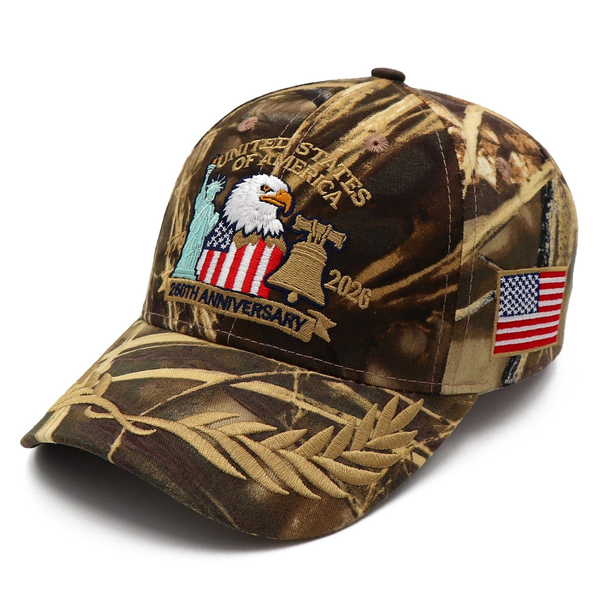 (Exclusive) United States of America 250th Anniversary Embroidered Cap — Patriotic Hat (1776–2026)