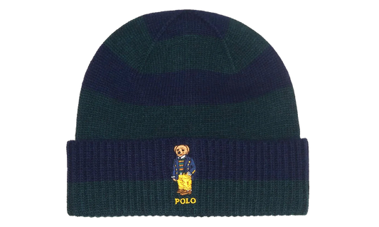 RUGBY STRIPE BEAR BEANIE "Navy / Green" PC0817 354