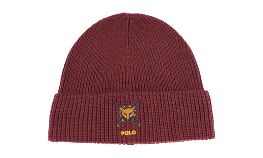 Embroidered Fox Rib-Knit Beanie "Rich Ruby" PC0918 661