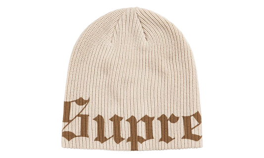 Old English Printed Beanie "SS26 - Stone" SU27144