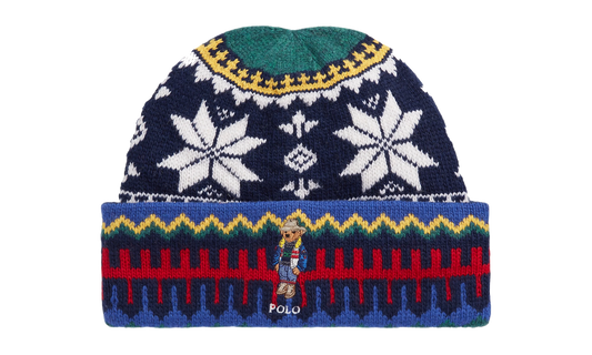 Holiday Jacquard Bear Rib-Knit Beanie "Fairisle" PC1032 961