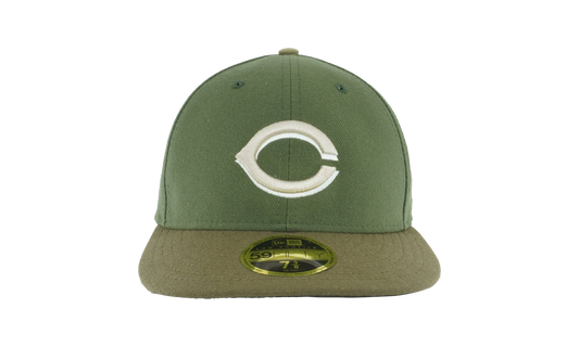 59FIFTY Cincinnati Reds Low Profile Authentic Fitted Hat "Olive / Green - Visor" NE983