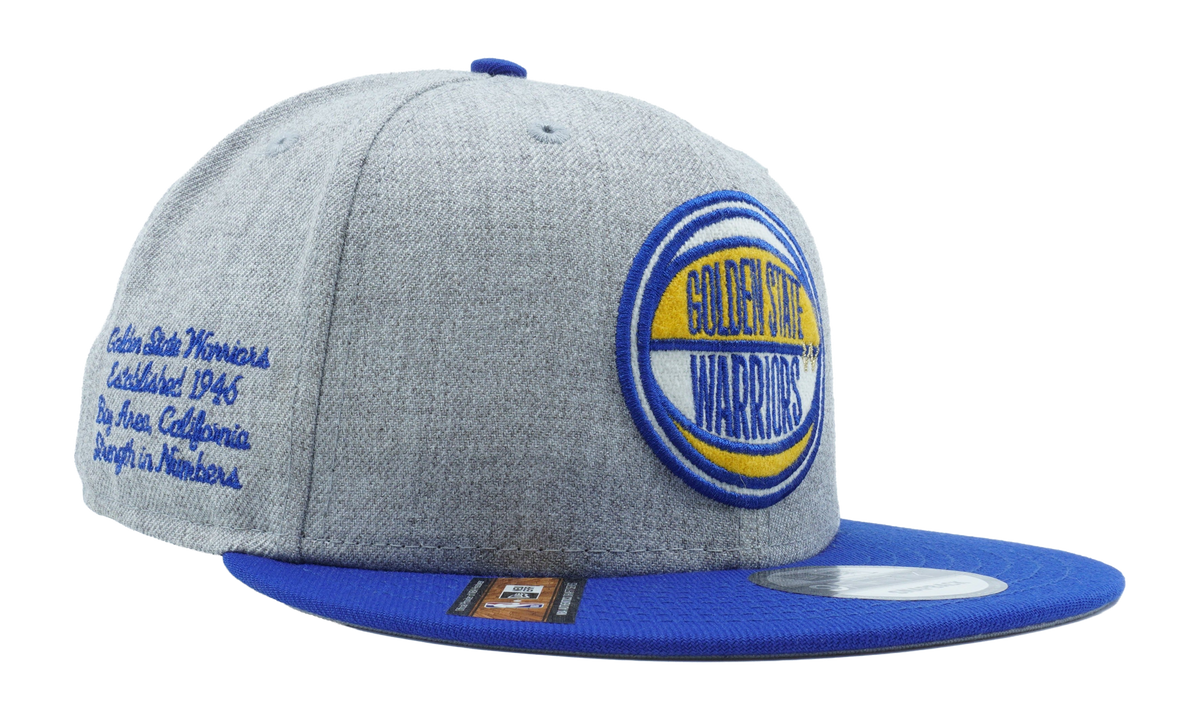 9FIFTY Golden State Warriors 2019 Draft Snapback Hat "Heather Gray / Blue - Brim" NE753