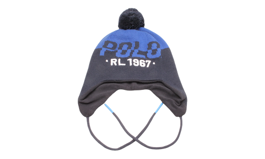 RL 1967 Earflap Pom-Pom Knit Hat "Navy / Royal" PC0807 433