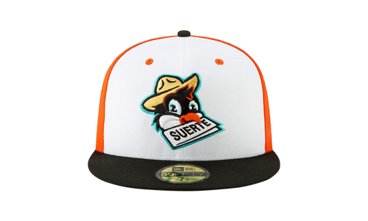 59FIFTY Norfolk Tides 'Copa de la Diversion' Pajaritos De Norfolk Fitted Hat "White and Burnt Orange / Black - Brim" NE720