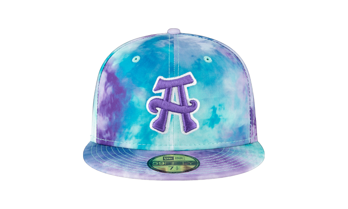 59FIFTY Asheville Theme Night 'Tourists Hippies' Fitted Hat "Blue and Purple Tie Dye Design" NE765