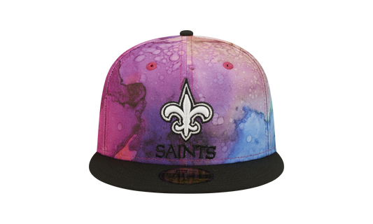 59FIFTY New Orleans Saints Crucial Catch Fitted Hat "Multicolor Watercolor Design Crown / Black Visor" NE838