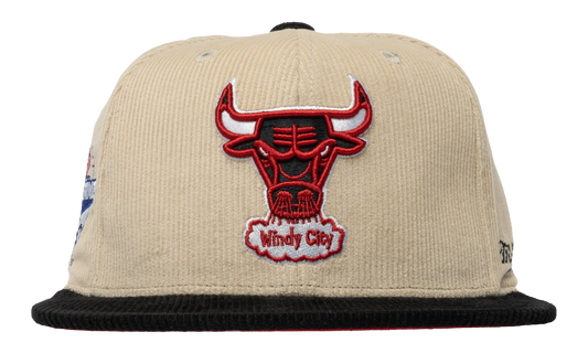 NBA Hardwood Classics 2-Tone Team Cord Fitted Cap "Chicago Bulls - Off White" HHSF5812 CBUYYPPPOFWH