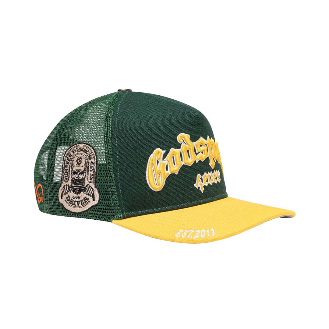 Godspeed Forever Trucker Hat Green Yellow