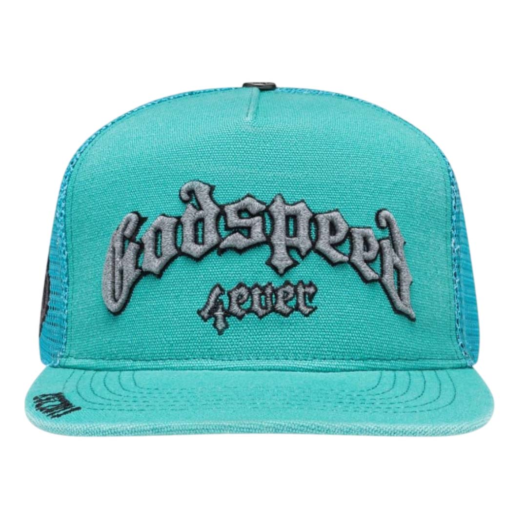 Godspeed Forever Trucker Hat Teal Washed