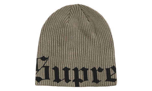 Old English Printed Beanie "SS26 - Olive" SU27864