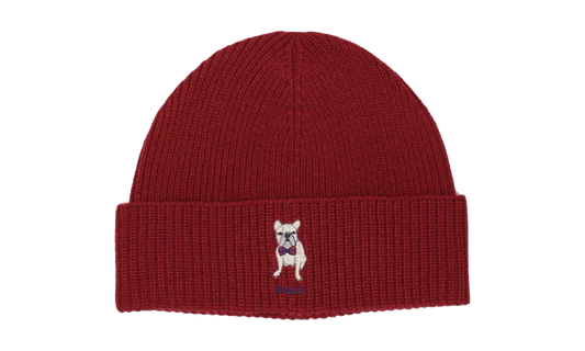 Embroidered Frenchie Rib-Knit Beanie "Red" PC0917 619