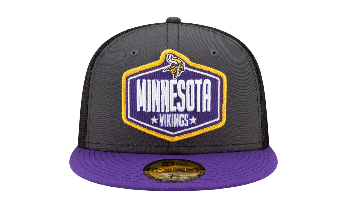 59FIFTY Minnesota Vikings 2021 Draft Fitted Hat "Graphite and Black / Purple - Brim" NE785