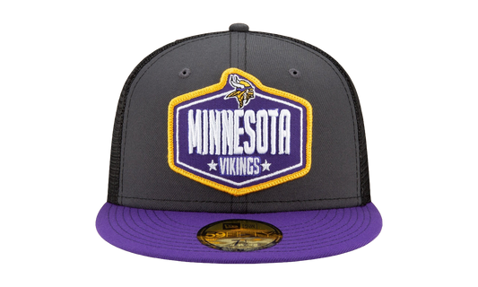 59FIFTY Minnesota Vikings 2021 Draft Fitted Hat "Graphite and Black / Purple - Brim" NE785