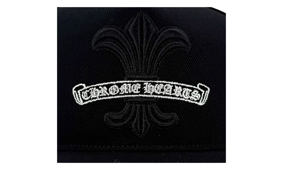 Embroidered Fleur De Lis Scroll Logo Baseball Hat "Denim Black White" CHRM1386