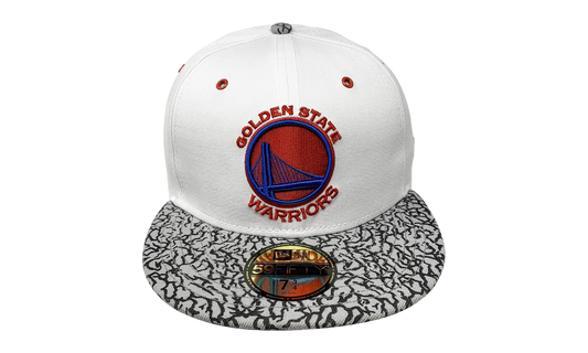 59FIFTY Golden State Warriors Kicks Hook Fitted Hat "White / Grey and Black Elephant Print - Brim" NE598